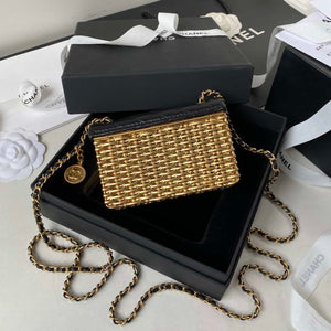 Chanel AS3713 SMALL EVENING BAG Lambskin & Gold Metal Black & Gold - Default Title - View 2