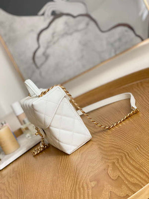 Chanel AS3729 Small Vanity Case Grained Calfskin & Gold-Tone Metal White - Default Title - View 3