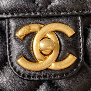 Chanel AS3737 Mini Flap Bag Lambskin Enamel & Gold-Tone Metal Black - Default Title - View 3