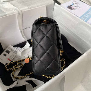 Chanel AS3737 Mini Flap Bag Lambskin Enamel & Gold-Tone Metal Black - Default Title - View 5