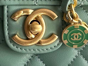 Chanel AS3737 Mini Flap Bag Lambskin Enamel & Gold-Tone Metal Blue - Default Title - View 3