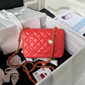 Chanel AS3737 Mini Flap Bag Lambskin Enamel & Gold-Tone Metal Red - Default Title - View 2