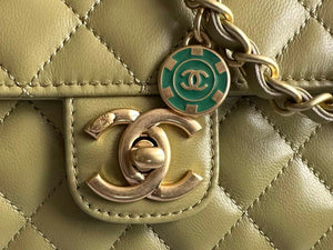 Chanel AS3737 Mini Flap Bag Lambskin Enamel & Gold-Tone Metal Yellow - Default Title - View 3