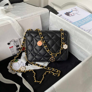 Chanel AS3738 Mini Flap Bag Lambskin Enamel & Gold-Tone Metal Black - Default Title - View 2