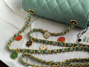 Chanel AS3738 Mini Flap Bag Lambskin Enamel & Gold-Tone Metal Blue - Default Title - View 7