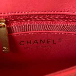 Chanel AS3738 Mini Flap Bag Lambskin Enamel & Gold-Tone Metal Red - Default Title - View 8