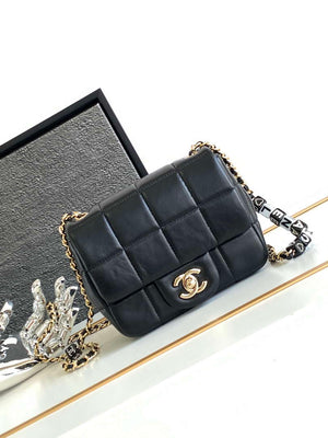 Chanel AS3744 Mini Flap Bag White Lambskin Resin & Gold-Tone Metal Black - Default Title - View 1
