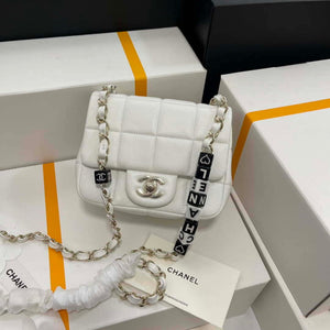 Chanel AS3744 Mini Flap Bag White Lambskin Resin & Gold-Tone Metal White - Default Title - View 1