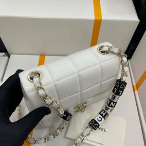 Chanel AS3744 Mini Flap Bag White Lambskin Resin & Gold-Tone Metal White - Default Title - View 3