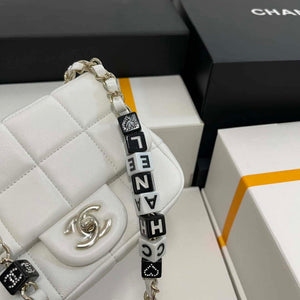 Chanel AS3744 Mini Flap Bag White Lambskin Resin & Gold-Tone Metal White - Default Title - View 4