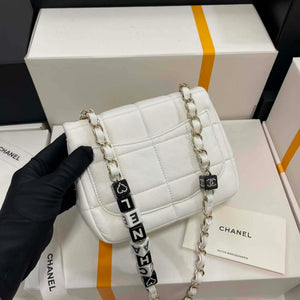 Chanel AS3744 Mini Flap Bag White Lambskin Resin & Gold-Tone Metal White - Default Title - View 9