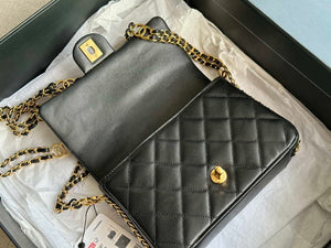 Chanel AS3757 Mini Flap Bag Grained Calfskin & Gold-Tone Metal Black - Default Title - View 7