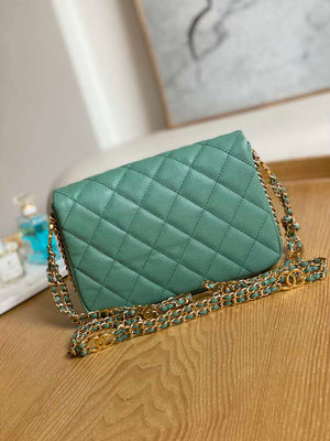 Chanel AS3757 Mini Flap Bag Grained Calfskin & Gold-Tone Metal Green - Default Title - View 2