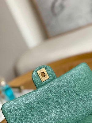 Chanel AS3757 Mini Flap Bag Grained Calfskin & Gold-Tone Metal Green - Default Title - View 7