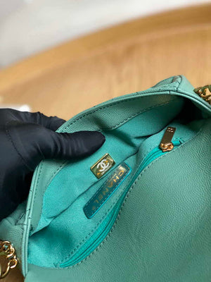 Chanel AS3757 Mini Flap Bag Grained Calfskin & Gold-Tone Metal Green - Default Title - View 9