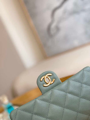 Chanel AS3757 Mini Flap Bag Grained Calfskin & Gold-Tone Metal Light Green - Default Title - View 3