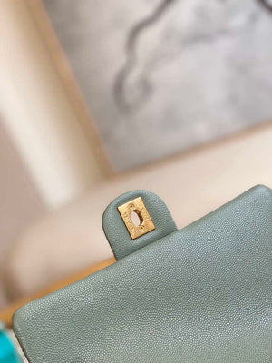 Chanel AS3757 Mini Flap Bag Grained Calfskin & Gold-Tone Metal Light Green - Default Title - View 7
