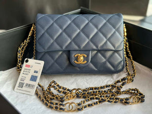 Chanel AS3757 Mini Flap Bag Grained Calfskin & Gold-Tone Metal Navy Blue - Default Title - View 2