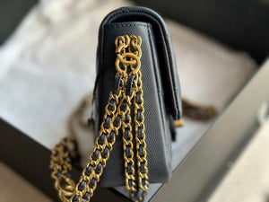 Chanel AS3757 Mini Flap Bag Grained Calfskin & Gold-Tone Metal Navy Blue - Default Title - View 5