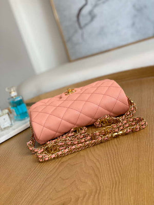 Chanel AS3757 Mini Flap Bag Grained Calfskin & Gold-Tone Metal Pink - Default Title - View 5