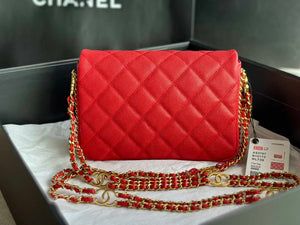 Chanel AS3757 Mini Flap Bag Grained Calfskin & Gold-Tone Metal Red - Default Title - View 4