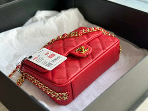 Chanel AS3757 Mini Flap Bag Grained Calfskin & Gold-Tone Metal Red - Default Title - View 6