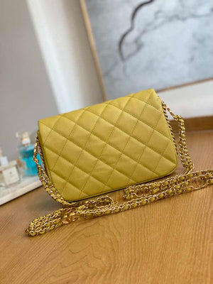 Chanel AS3757 Mini Flap Bag Grained Calfskin & Gold-Tone Metal Yellow - Default Title - View 2