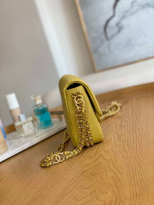 Chanel AS3757 Mini Flap Bag Grained Calfskin & Gold-Tone Metal Yellow - Default Title - View 4