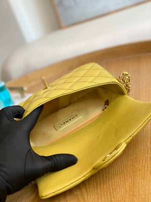 Chanel AS3757 Mini Flap Bag Grained Calfskin & Gold-Tone Metal Yellow - Default Title - View 8