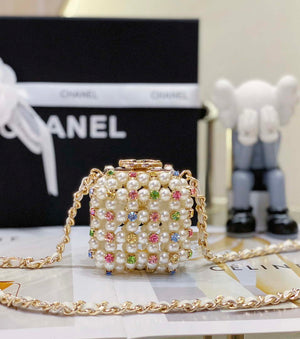 Chanel AS3769 MINI EVENING Bag Imitation Pearls & Gold-Tone Metal White & Multicolor - Default Title - View 1