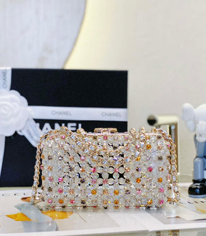 Chanel AS3771 EVENING Bag Glass Pearls & Gold-Tone Metal Transparent & Multicolor - Default Title - View 1