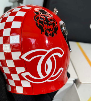 Chanel AS3774 Evening Helmet Minaudiere Resin Strass Red and White - Default Title - View 4