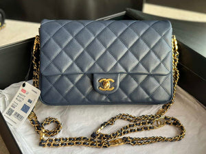 Chanel AS3777 Flap Bag Grained Calfskin & Gold-Tone Metal Navy Blue - Default Title - View 2