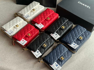 Chanel AS3777 Flap Bag Grained Calfskin & Gold-Tone Metal Navy Blue - Default Title - View 10