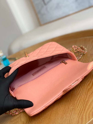 Chanel AS3777 Flap Bag Grained Calfskin & Gold-Tone Metal Pink - Default Title - View 8