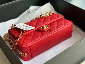 Chanel AS3777 Flap Bag Grained Calfskin & Gold-Tone Metal Red - Default Title - View 6