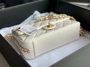 Chanel AS3777 Flap Bag Grained Calfskin & Gold-Tone Metal White - Default Title - View 6