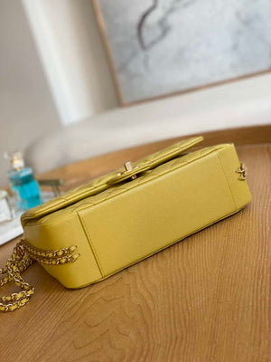 Chanel AS3777 Flap Bag Grained Calfskin & Gold-Tone Metal Yellow - Default Title - View 6