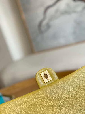 Chanel AS3777 Flap Bag Grained Calfskin & Gold-Tone Metal Yellow - Default Title - View 7