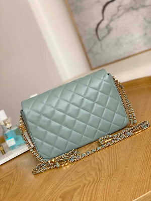 Chanel AS3777 Flap Bag Lambskin & Gold-Tone Metal Light Blue - Default Title - View 2