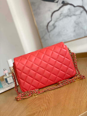 Chanel AS3777 Flap Bag Lambskin & Gold-Tone Metal Red - Default Title - View 2