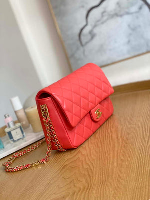 Chanel AS3777 Flap Bag Lambskin & Gold-Tone Metal Red - Default Title - View 3