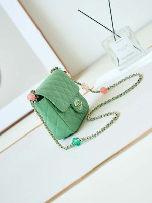 Chanel AS3782 MINI Flap Bag 23P Enamel Gold-Tone Metal 16cm Green - Default Title - View 5