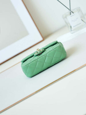 Chanel AS3782 MINI Flap Bag 23P Enamel Gold-Tone Metal 16cm Green - Default Title - View 6