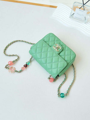 Chanel AS3782 MINI Flap Bag 23P Enamel Gold-Tone Metal 16cm Green - Default Title - View 7