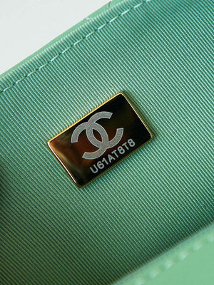 Chanel AS3782 MINI Flap Bag 23P Enamel Gold-Tone Metal 16cm Green - Default Title - View 9