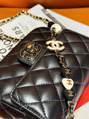 Chanel AS3782 MINI Flap Bag 23P Enamel Gold-Tone Metal Black 16cm - Default Title - View 7
