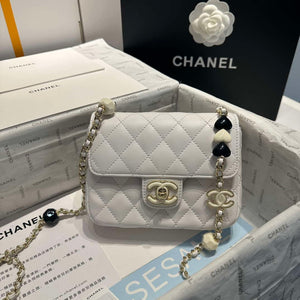 Chanel AS3782 MINI Flap Bag 23P Enamel Gold-Tone Metal White 16cm - Default Title - View 1