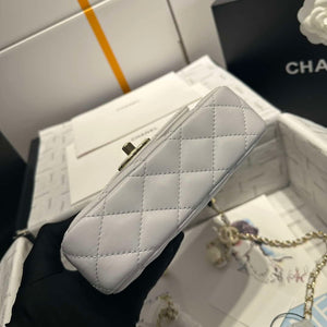 Chanel AS3782 MINI Flap Bag 23P Enamel Gold-Tone Metal White 16cm - Default Title - View 4