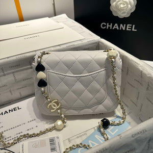 Chanel AS3782 MINI Flap Bag 23P Enamel Gold-Tone Metal White 16cm - Default Title - View 5